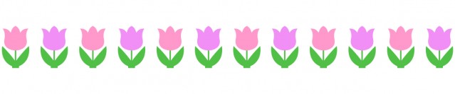 チューリップ花模様ライン素材シンプル飾り罫線イラスト