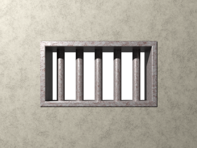リアルに錆びた刑務所の独房の窓の3DCG【透過PNG】
