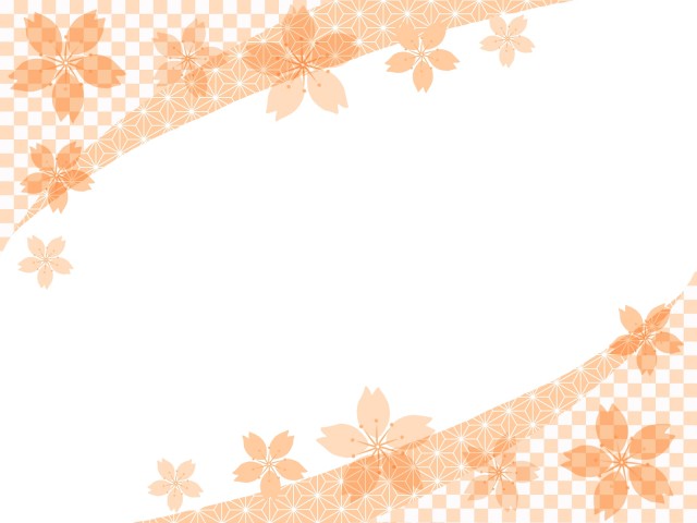 桜と和柄のフレームイラスト　横