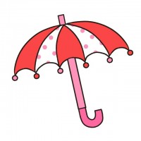 赤いかわいい雨傘…