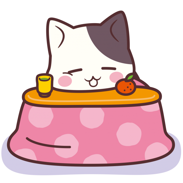 ぶち猫 にゃんこ ぬくぬくコタツライフ 無料イラスト素材 素材ラボ