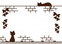 レンガ塀の猫のフ…