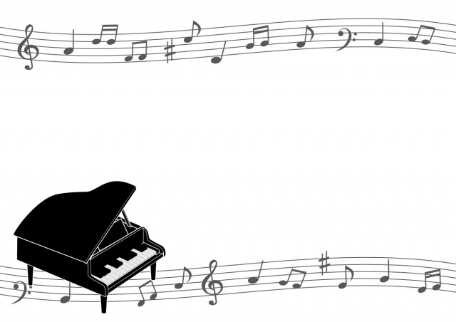 ピアノのフレーム モノクロ 無料イラスト素材 素材ラボ
