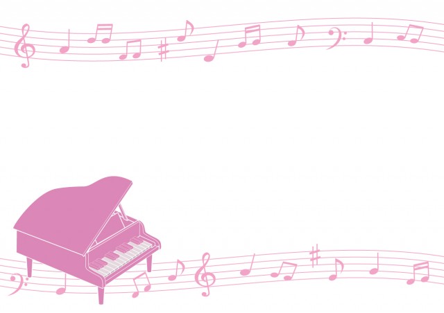 ピアノのフレーム ピンク 無料イラスト素材 素材ラボ
