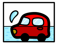 浸水した車（赤）