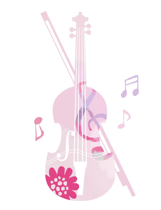 音符の舞うバイオリン 無料イラスト素材 素材ラボ