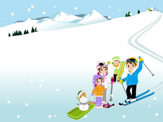 家族と一緒にスキー旅行 無料イラスト素材 素材ラボ