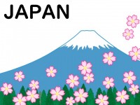 富士山と桜の花模…